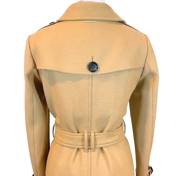 Burberry Trench Coat Long Tan Brown Cashmere Wool Nova Check Womens Jacket US 10 - Picture 10 of 16